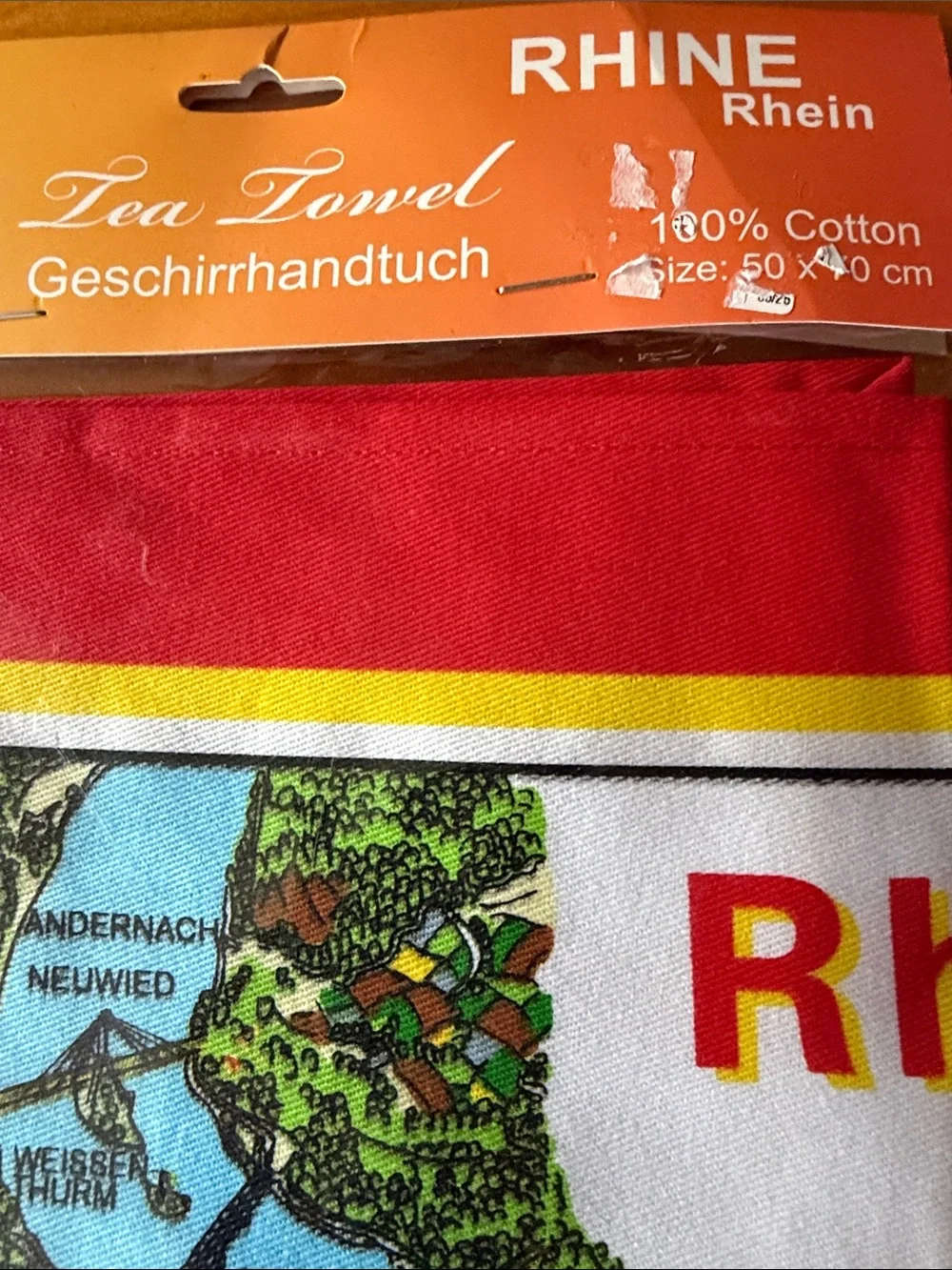 rhine river tea towel rhine map